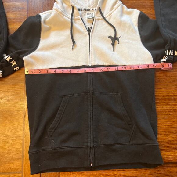 PINK VS Black White Full Zip Hoodie with pockets Size Small Vintage Y2k Teens - Picture 5 of 13